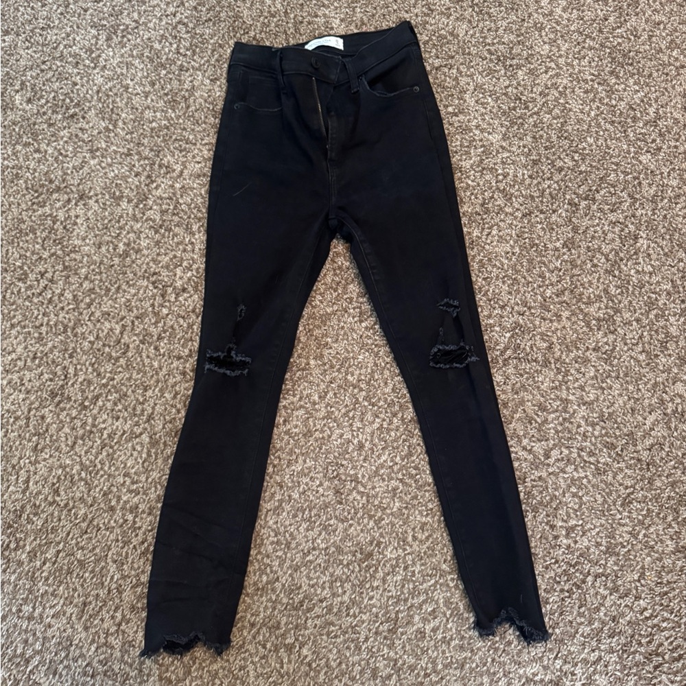 Abercrombie & Fitch Black Ripped Skinny Jeans